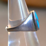 Vintage Sterling Turquoise Inlay Ring 7.75
