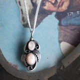 Vintage Sterling 2-Stone Mother Of Pearl Necklace