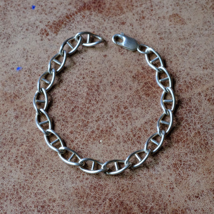 Vintage Sterling Flat Mariner Chain Bracelet