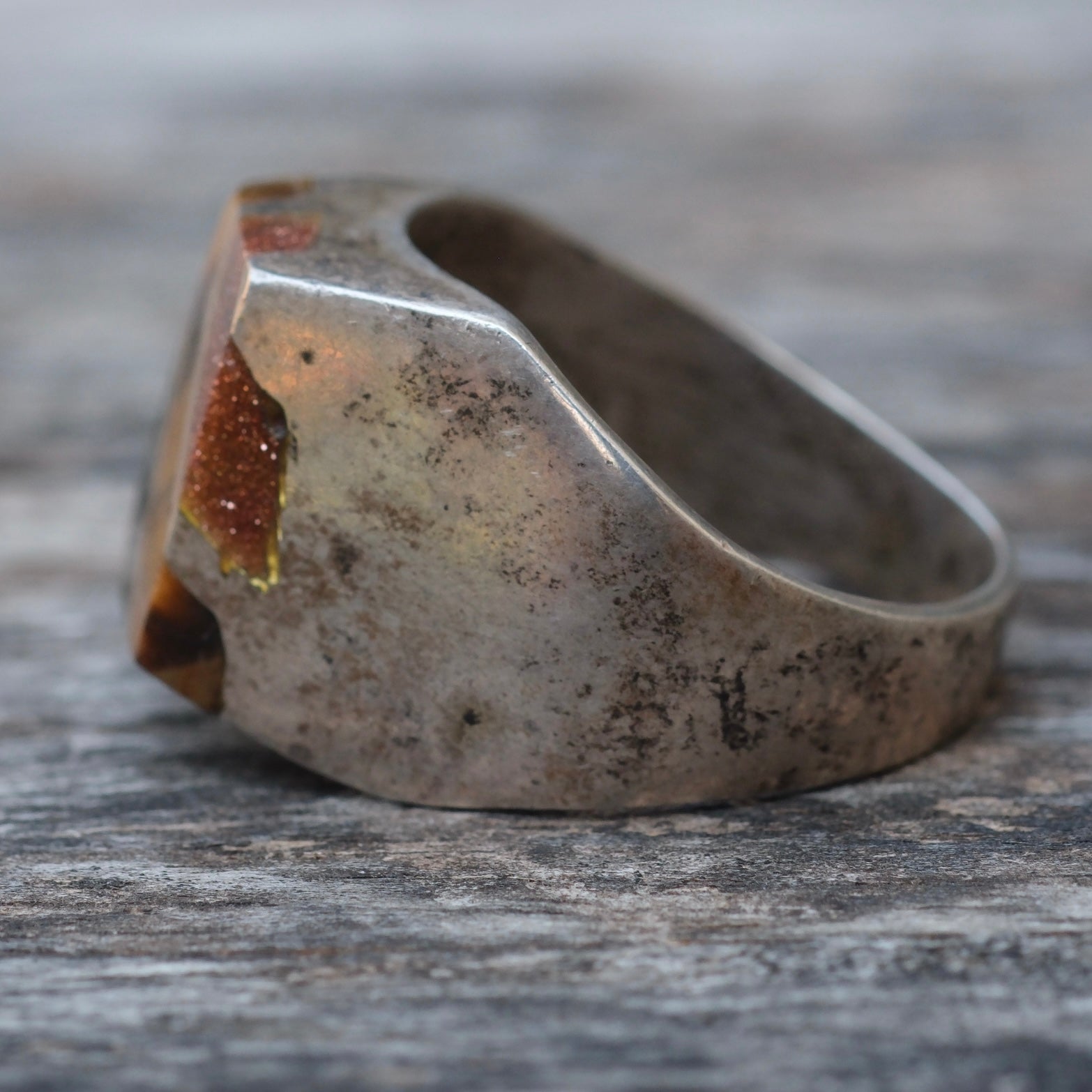Vintage Sterling Multistone Inlay Ring 11.5