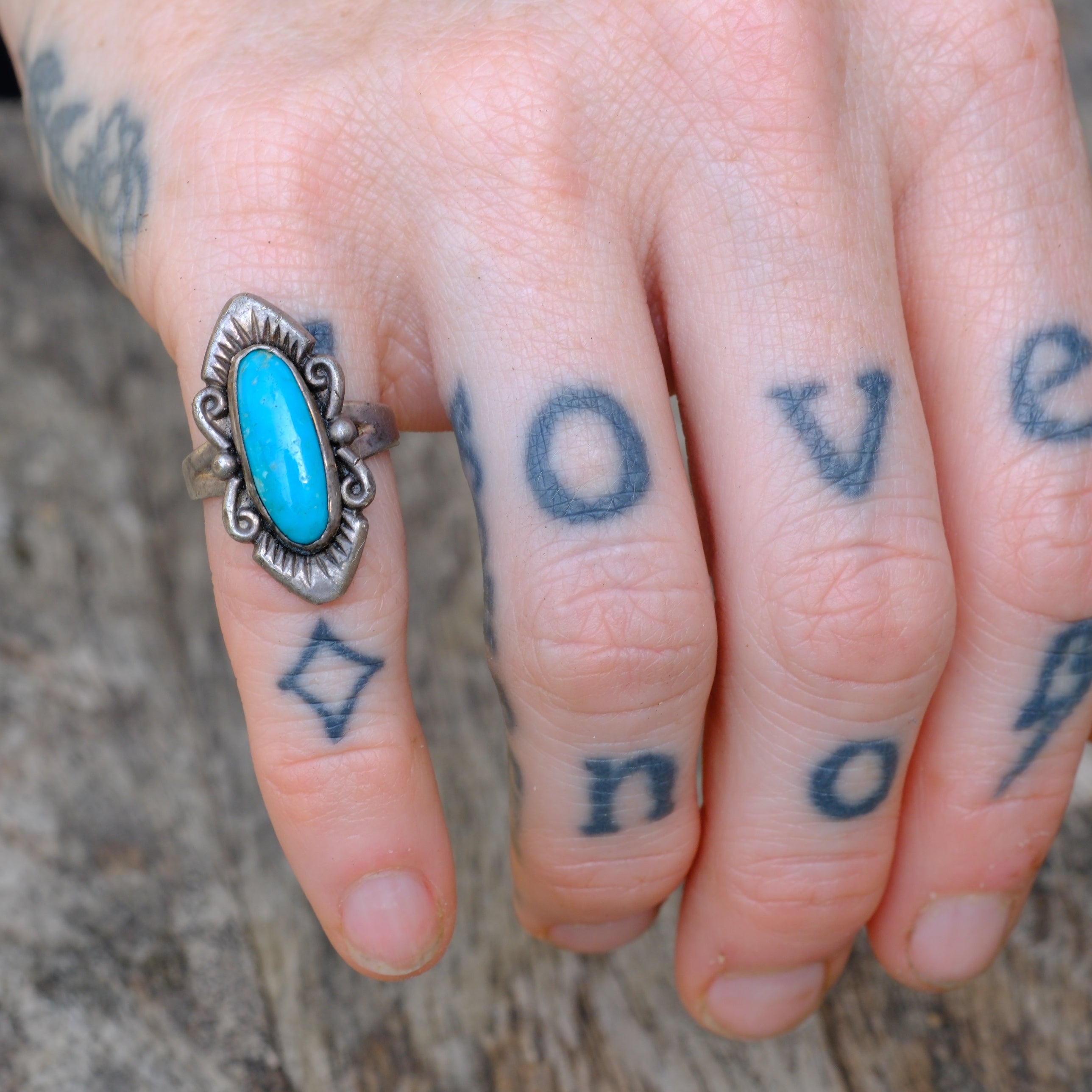 Vintage Sterling Turquoise Ring 4.75