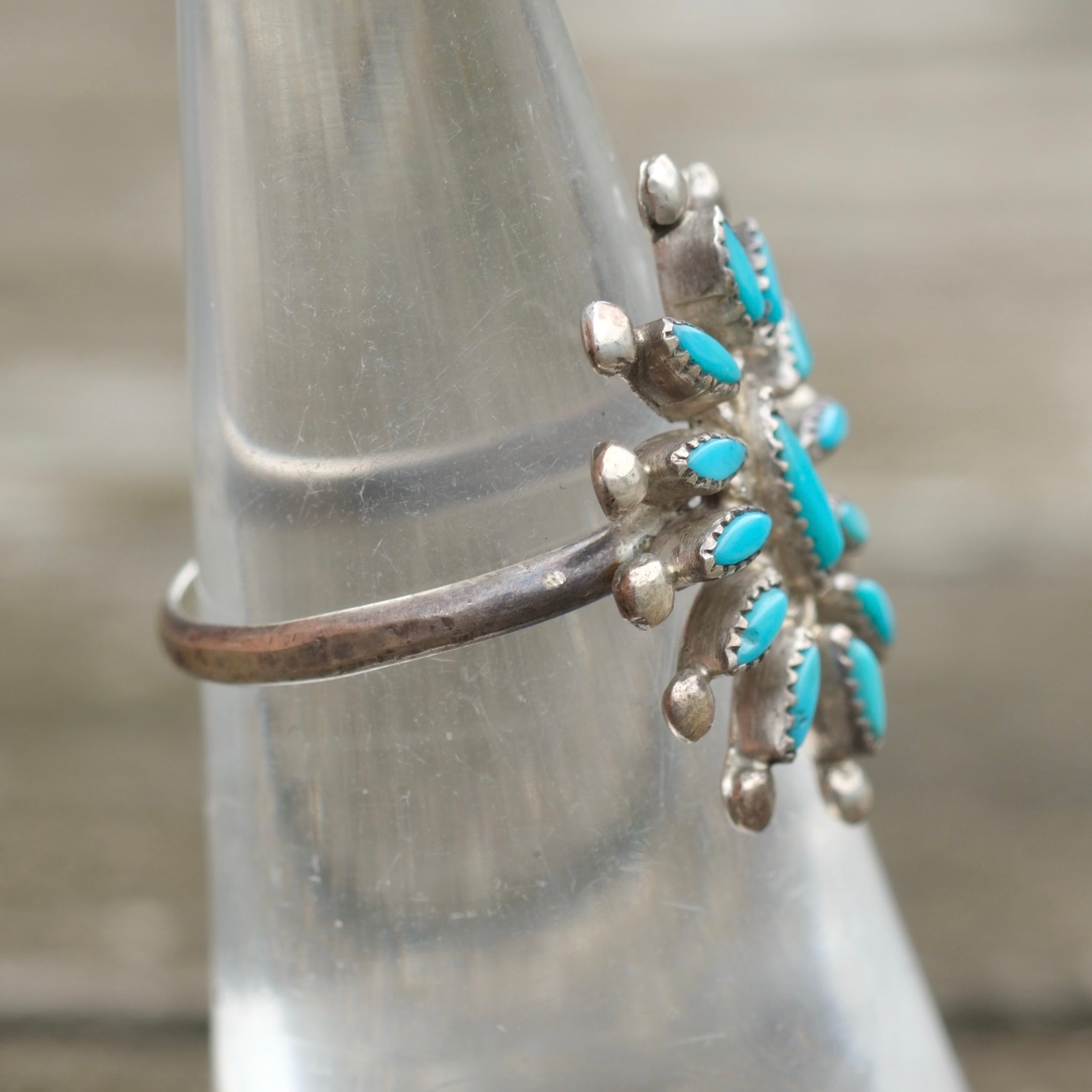 Vintage Sterling Turquoise Cluster Ring 5.5