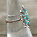 Vintage Sterling Turquoise Cluster Ring 5.5