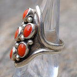 Vintage Sterling Coral Cluster Ring 6