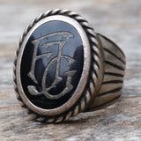 Vintage Sterling FJG Initial Ring 8.75
