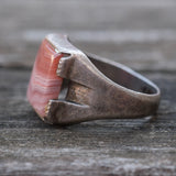 Vintage Sterling Agate Signet Ring 7.25