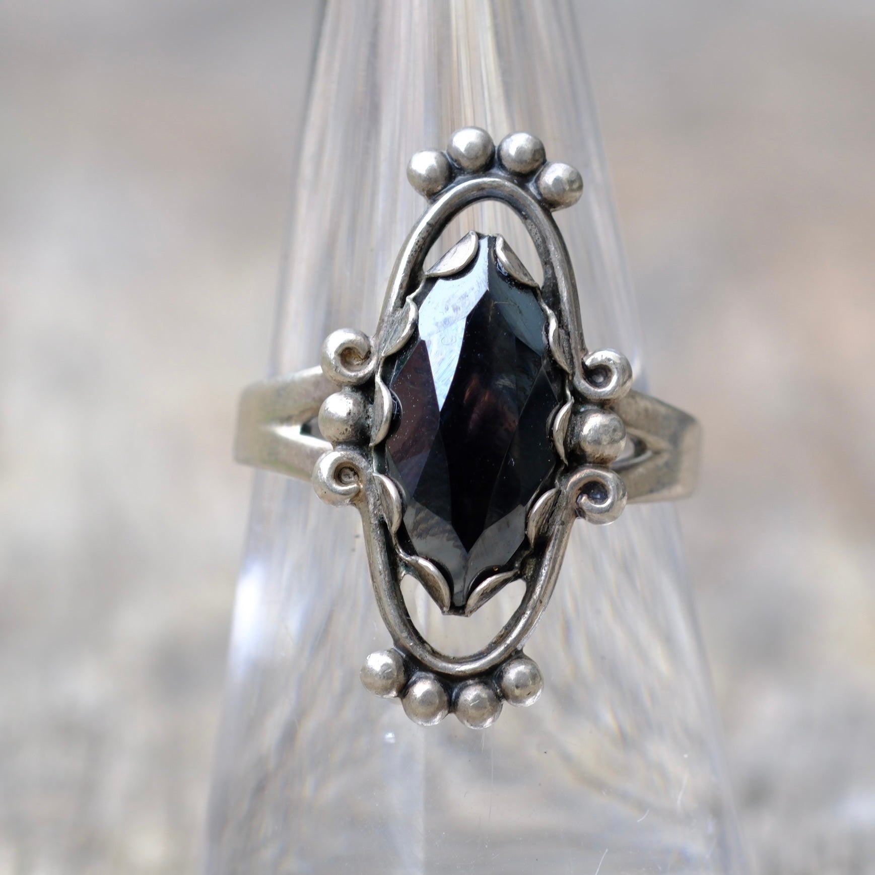 Vintage Sterling Hematite Ring 7