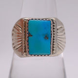 Vintage Sterling Turquoise Stamped Band Ring 8