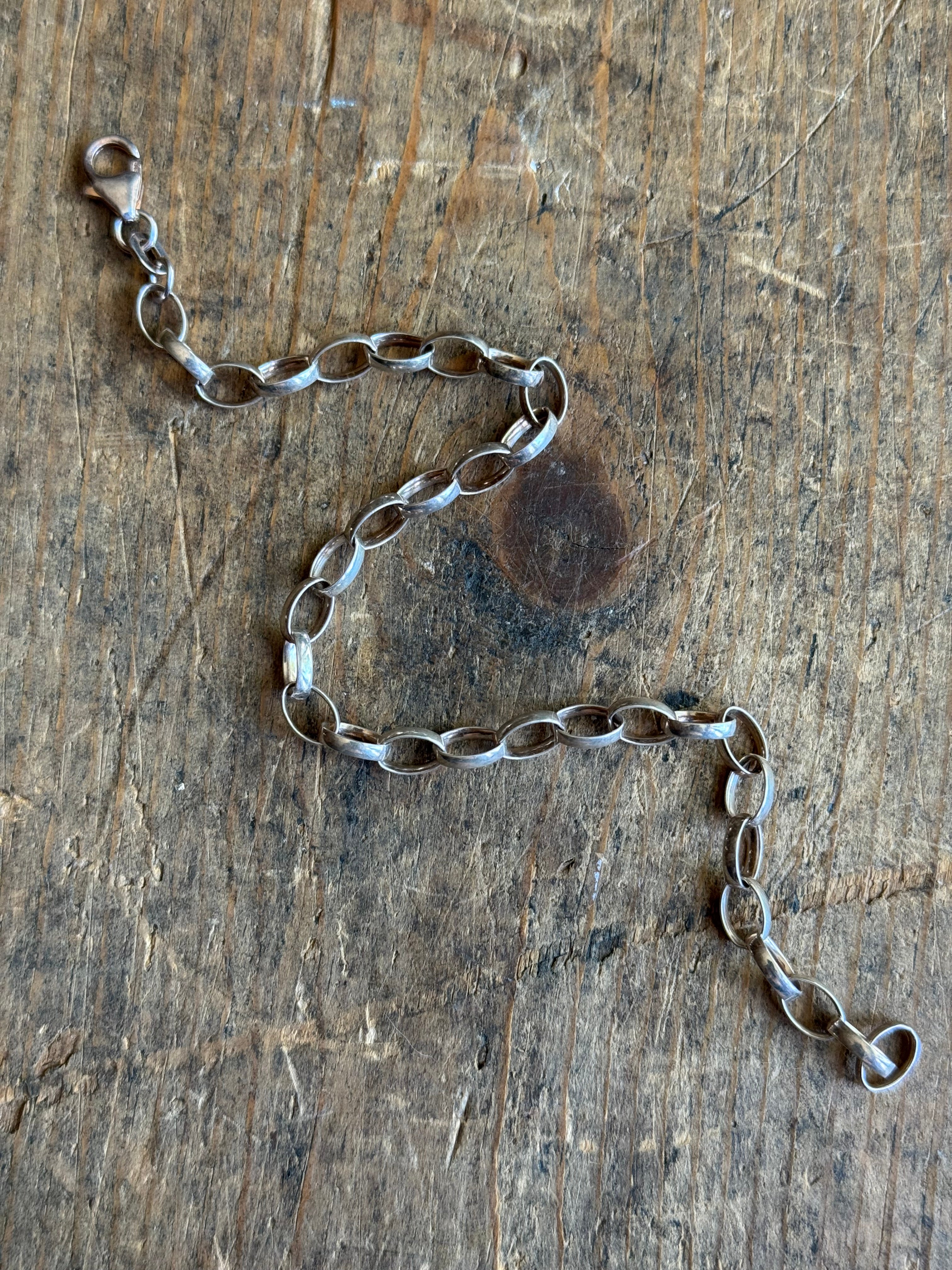Vintage Sterling Silver Oval Cable Chain Bracelet 8.25"