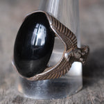 Vintage Sterling Onyx Eagle Ring 12