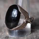 Vintage Sterling Onyx Eagle Ring 12