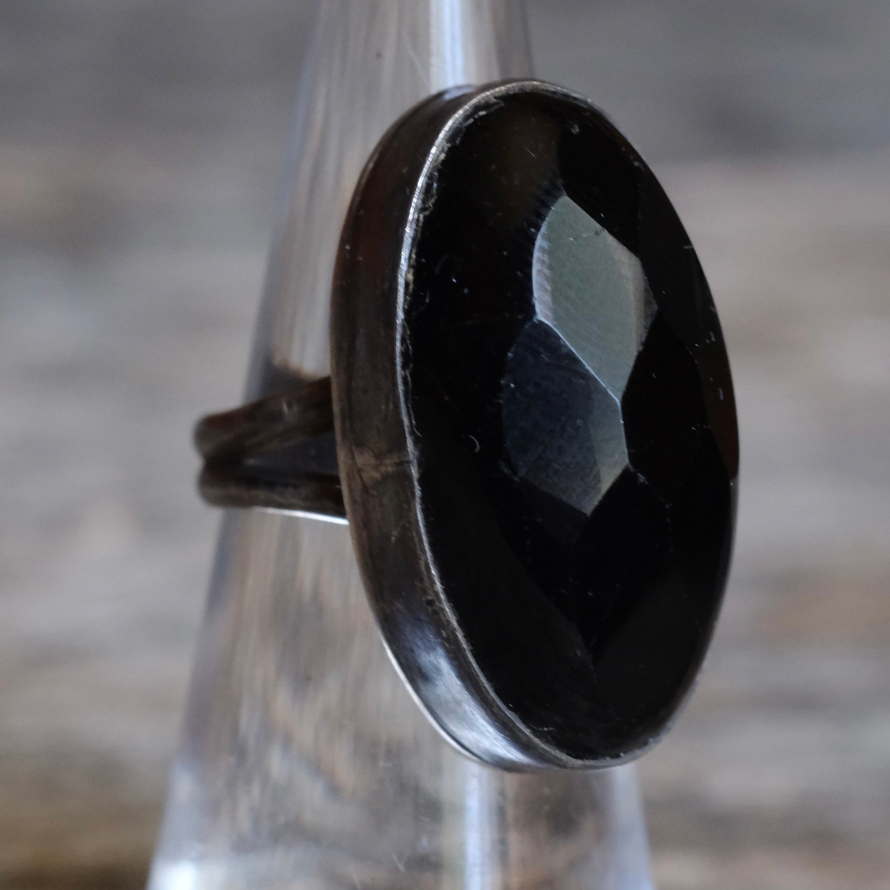 Vintage Sterling Faceted Stone Ring 4.75