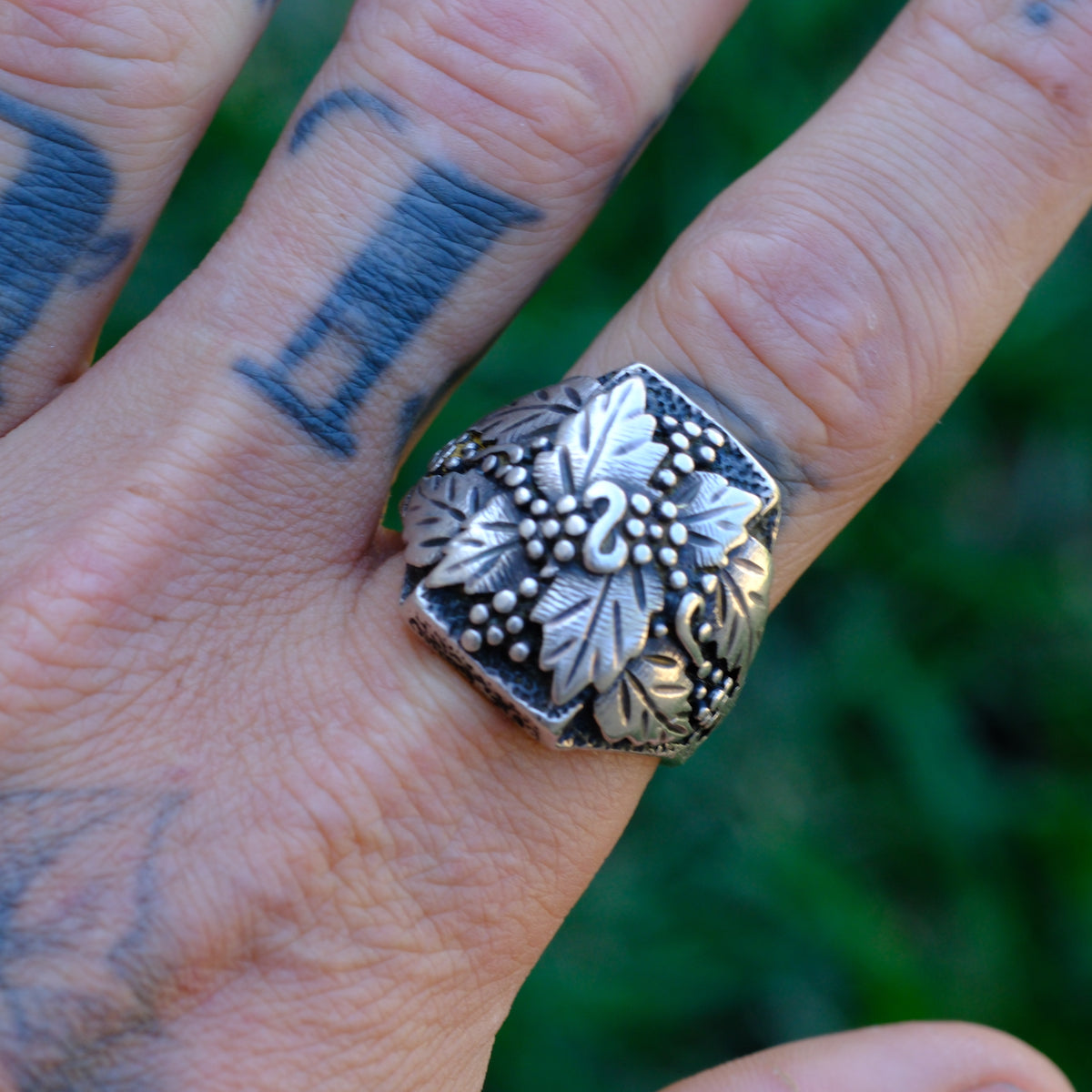 Vintage Sterling Silve Leaf Ring 12