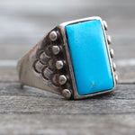 Vintage Sterling Turquoise Stamped Band Ring 11.5