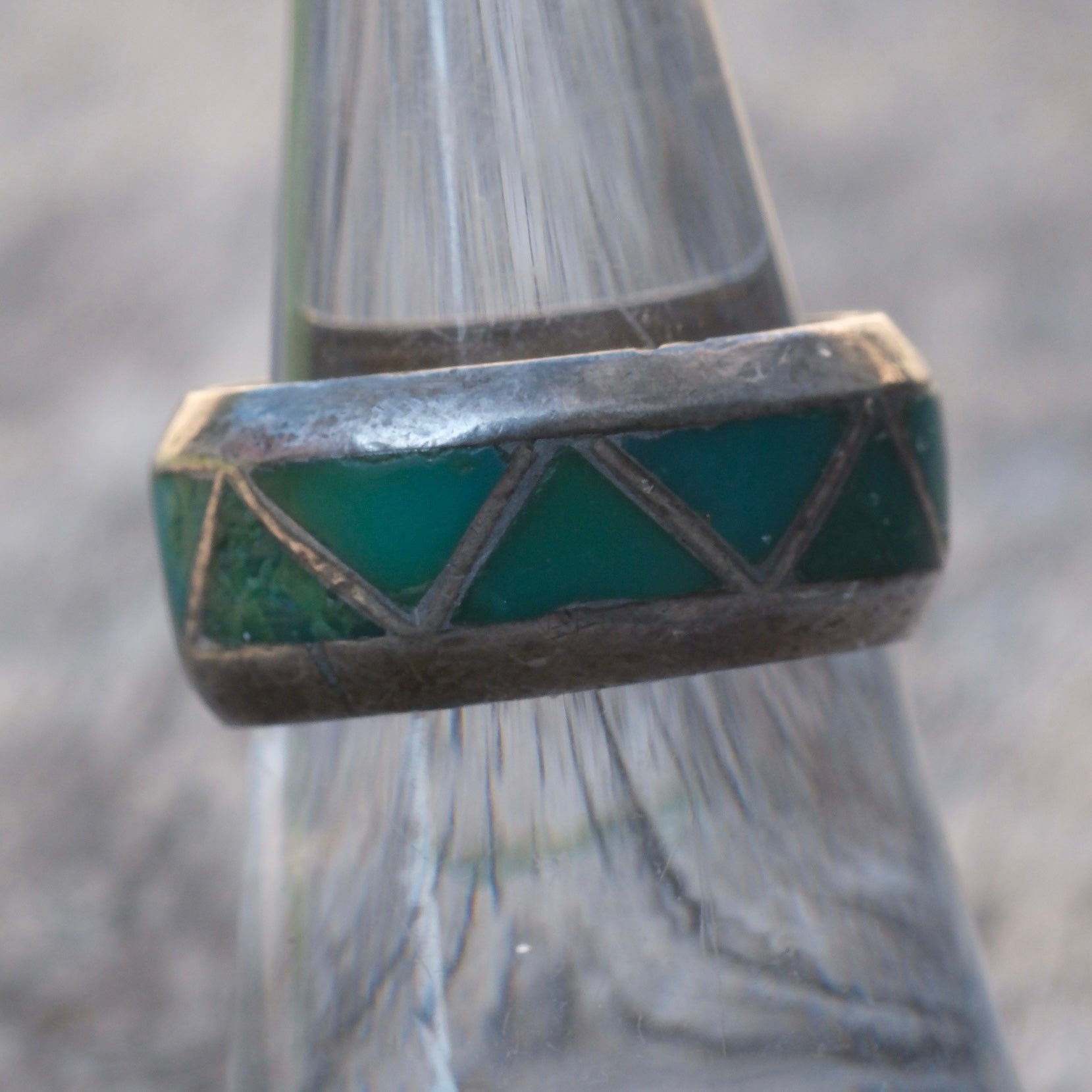 Vintage Sterling Turquoise Inlay Band Ring 7