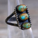 Vintage Sterling 3-Stone Turquoise Ring 6