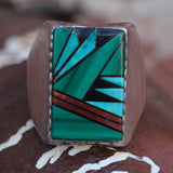 Vintage Sterling Zuni Inlay Ring 11