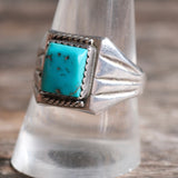 Vintage Sterling Turquoise Signet Ring 10.5