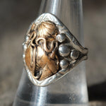 Vintage Sterling and Copper Feathers Ring 8