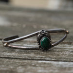 Vintage Sterling Malachite Feather Cuff