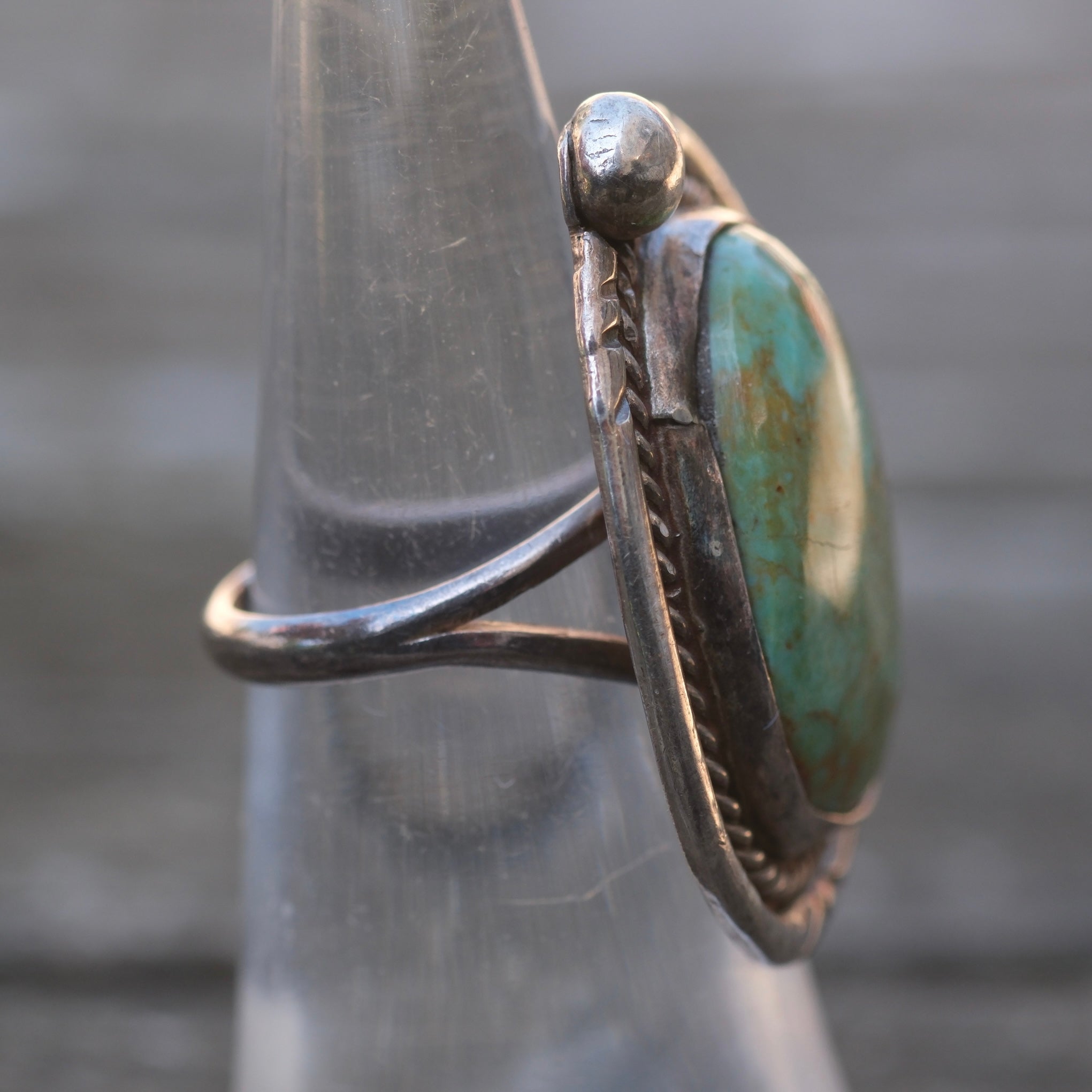 Vintage Sterling Turquoise Roper Ring 4.75