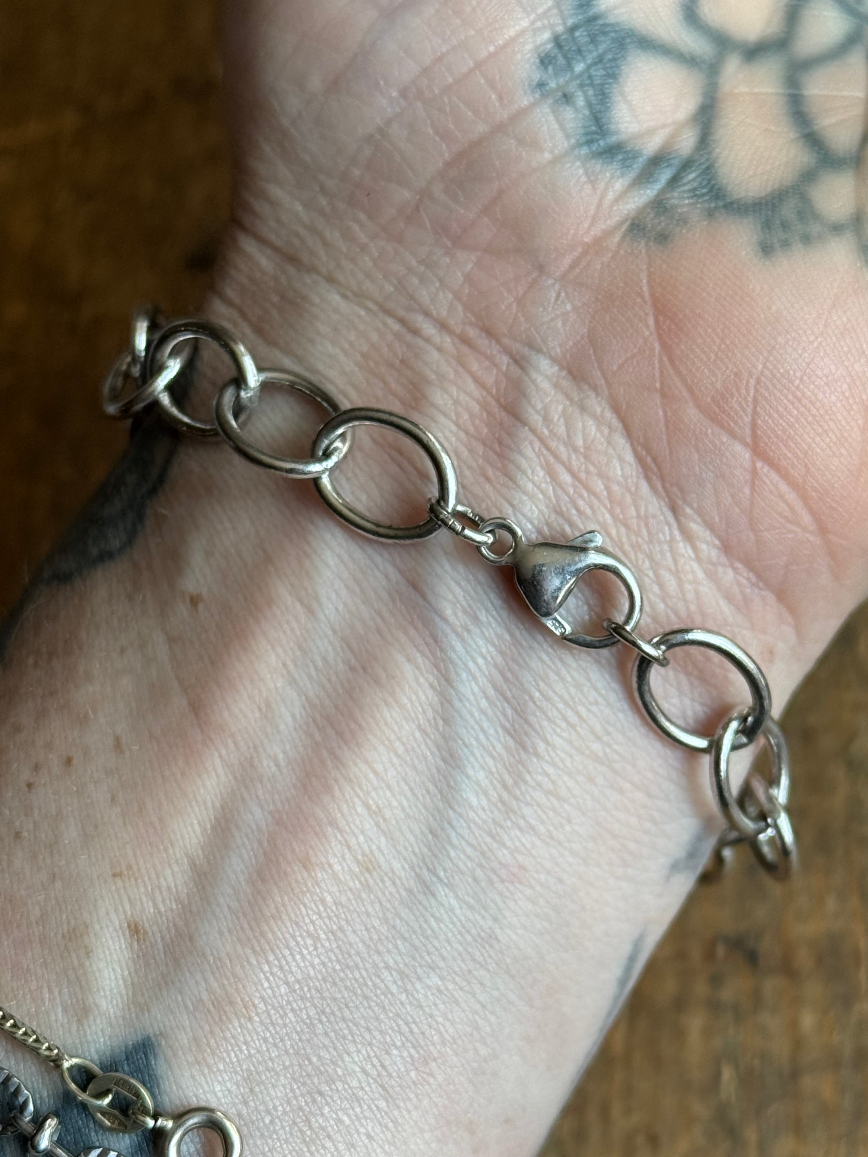 Vintage Sterling Silver 7” Oval Link Chain Bracelet