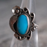 Vintage Sterling Turquoise Feather Ring 5.5