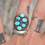 Vintage Sterling 6-Stone Turquoise Ring 8