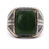 Vintage Sterling Jade Signet Ring 11.5