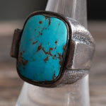 Vintage Sterling Turquoise Signet Ring 8