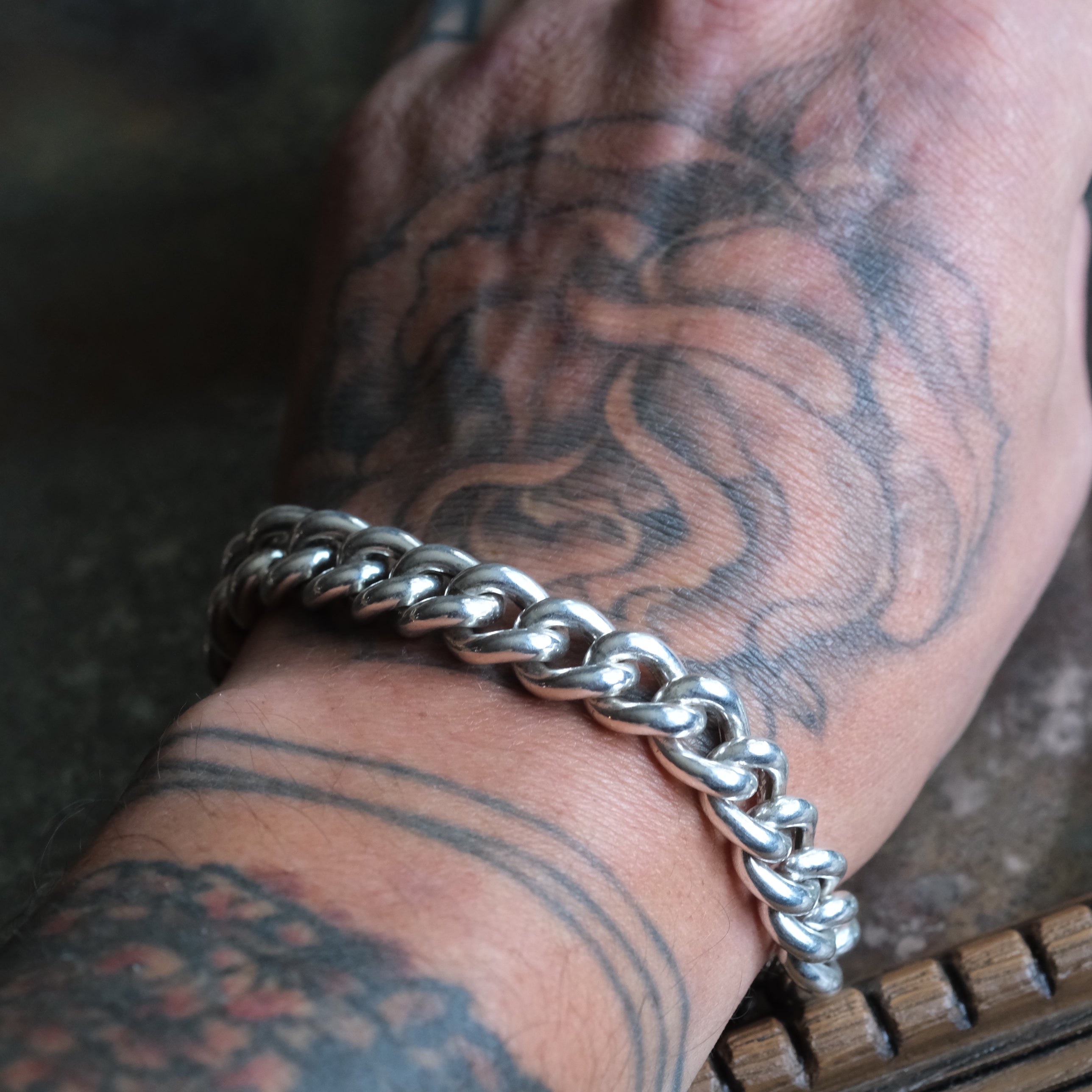 Vintage Sterling Silver Curb Chain Bracelet