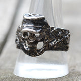 Vintage White Bronze Biker Ring 11.25