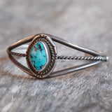 Vintage Sterling Turquoise Roper Cuff