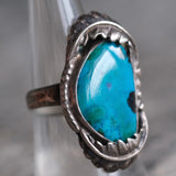 Vintage Sterling Turquoise Feather Ring 8.5