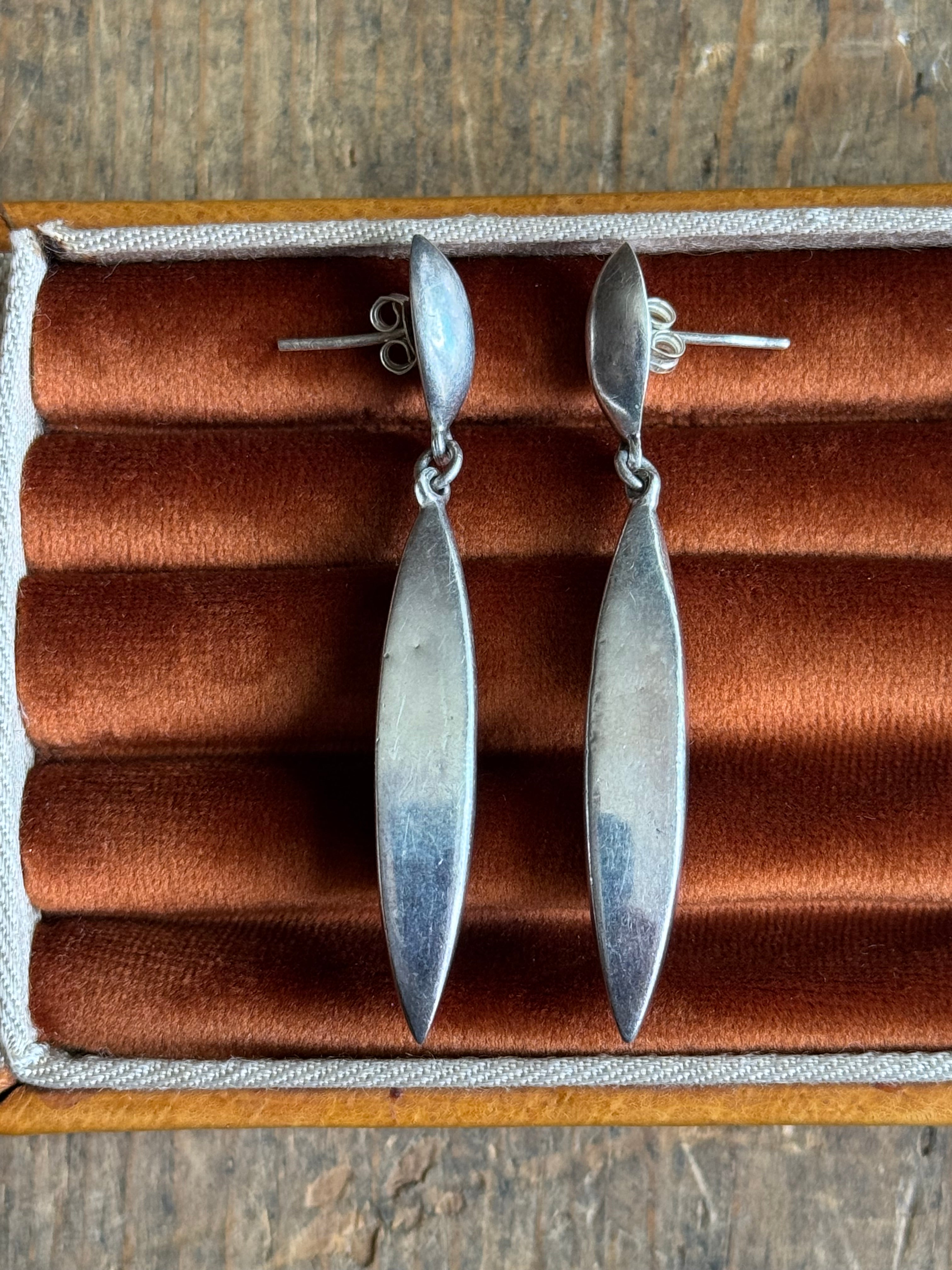 Vintage Sterling Silver Modernist Pillar Earrings