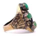 Vintage Sterling 3-Stone Turquoise Feather Ring 11