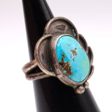 Vintage Sterling Turquoise Florette Ring 5