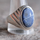 Vintage Sterling Lapis Signet Ring 13