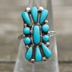 Vintage Sterling Turquoise Cluster Ring 6.75