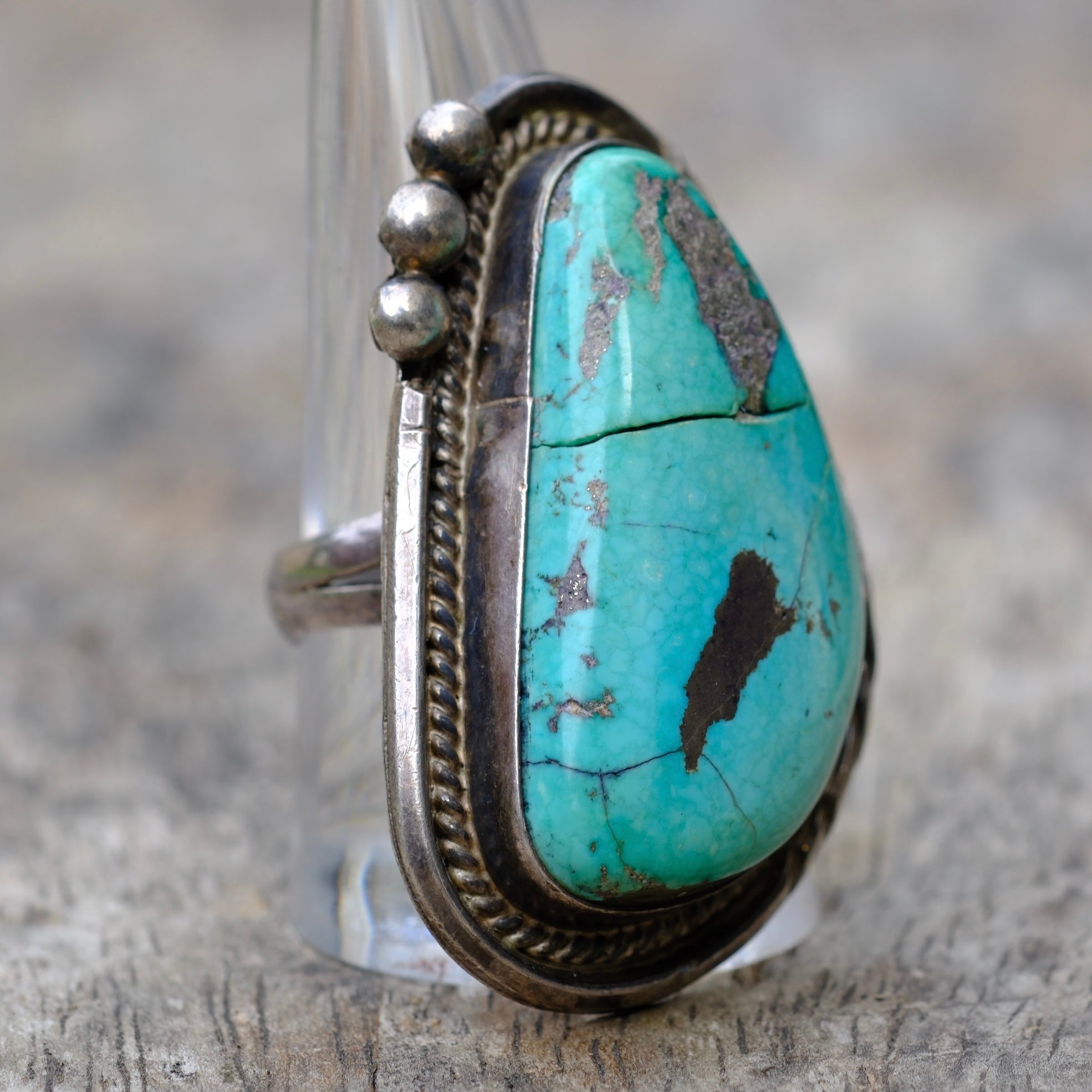 HUGE Vintage Sterling Turquoise Ring 10.5