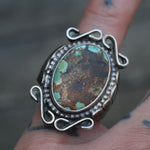 Vintage Sterling Turquoise Ribbed Band Ring 6