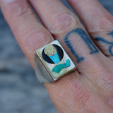 Vintage Sterling Shriners Inlay Ring 12