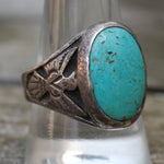 Vintage Sterling Turquoise Thunderbird Ring 10.5