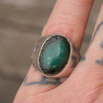 Vintage Sterling Turquoise Stamped Band Ring 8