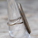 Vintage Sterling Abalone Sweet Leaf Ring 6.5