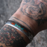 Vintage Sterling Crushed Turquoise and Coral Cuff