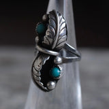 Vintage Sterling Double Turquoise Feather Ring 4