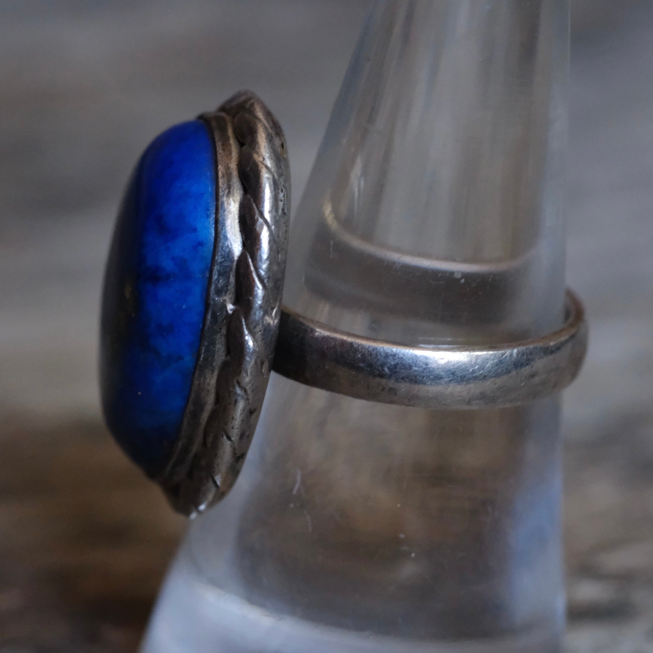 Vintage Sterling Lapis Ring 7.5