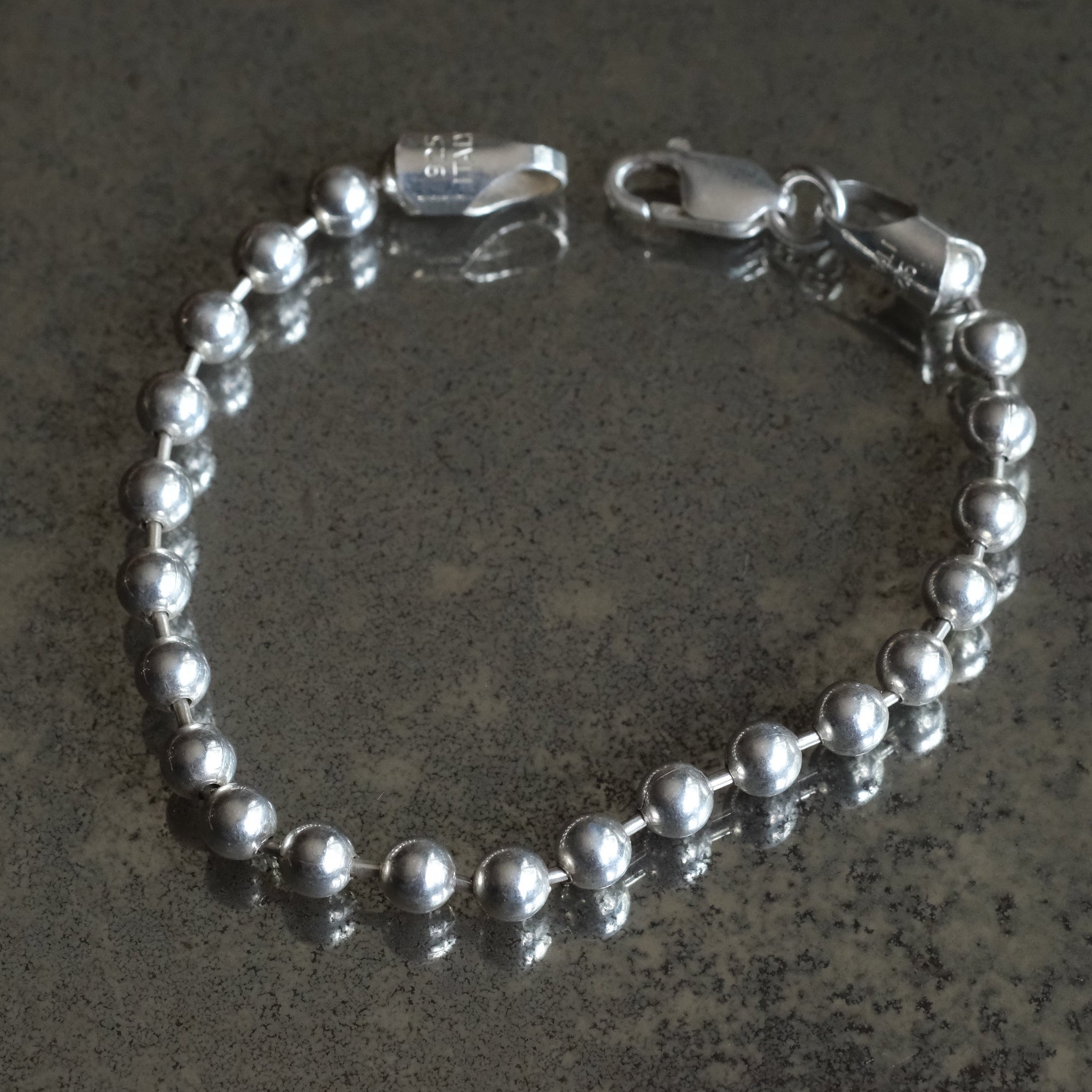 Vintage Sterling Silver Ball Chain Bracelet 7"