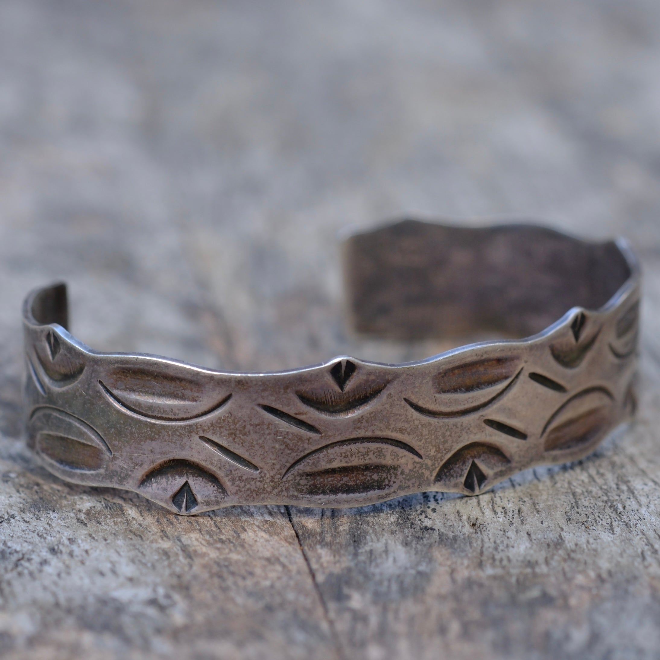 Vintage Sterling Silver Stamped Cuff Bracelet